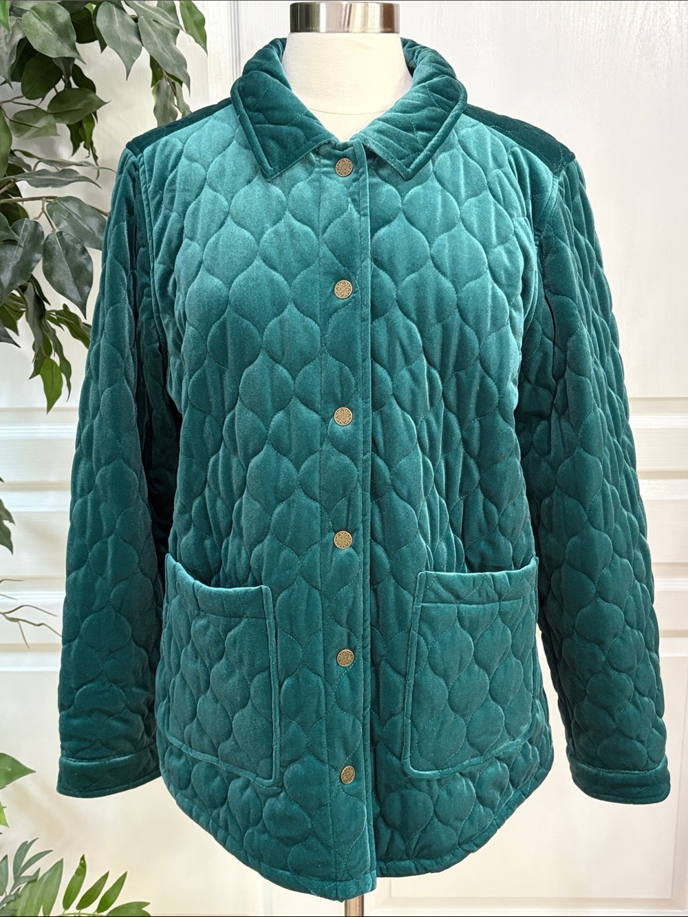 Denim & Co. Canyon Retreat Quilted Snap-Front Jacket ~ Evergreen